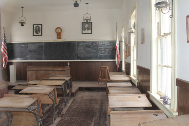 Inside a one-room schoolhouse, photo taken by Denise Colby at Calico, CA