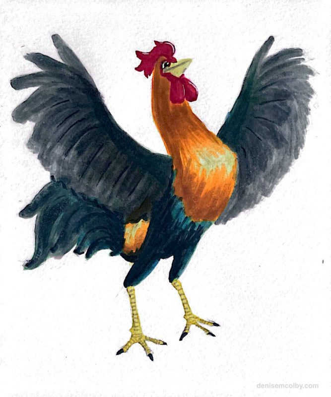 Character drawing of a my rooster character named Bert, illustrated by Kyle Colby